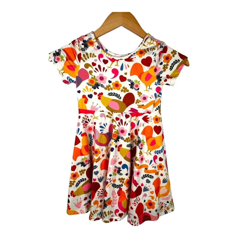 Marie Nicole Girls Dress Lot of 2‎ Sz Lg/4 Spring Summer Multicolor Rooster Dino